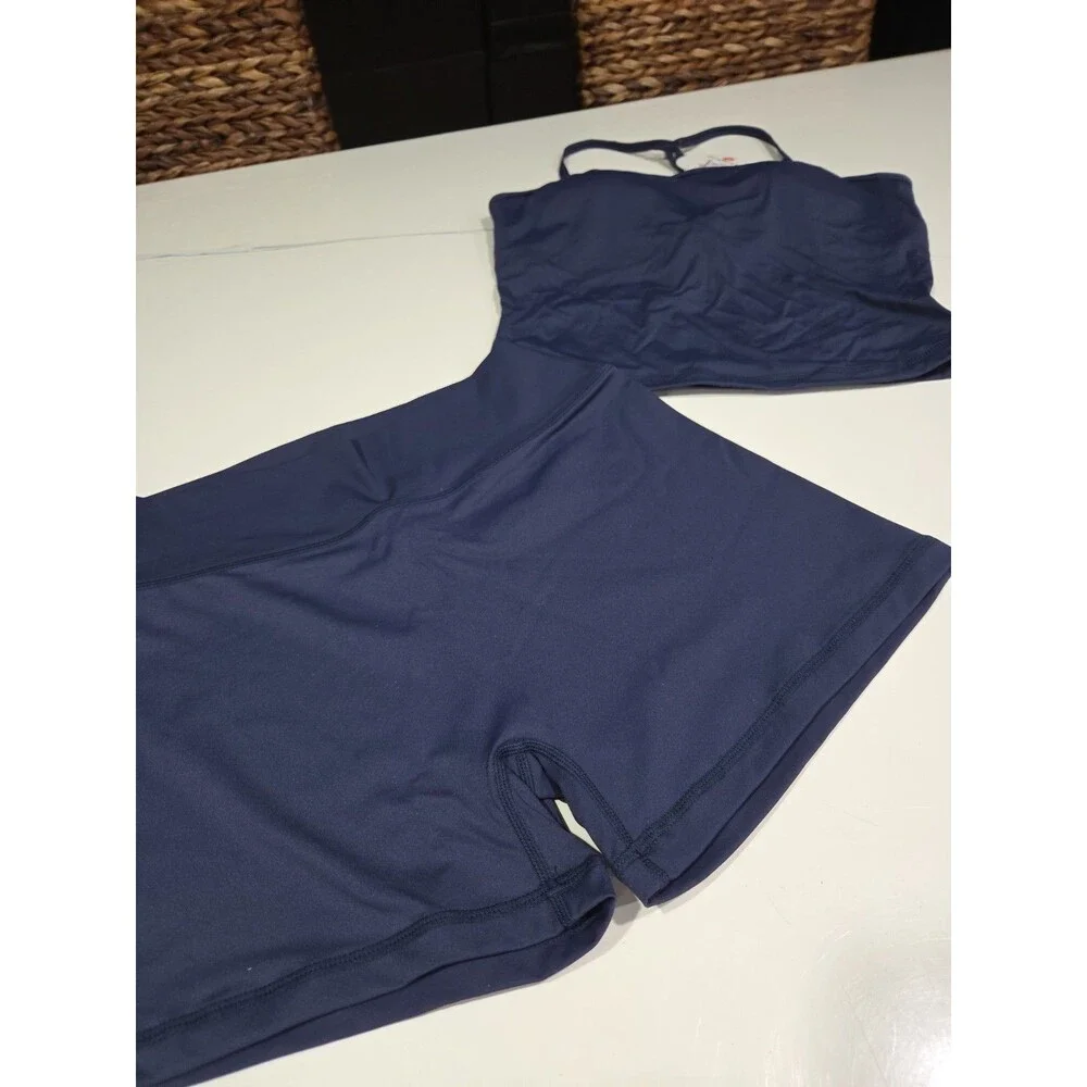 Women Workout Set Built in Bra 2 Pc Outfits Tank Tops Tummy Control Short B23